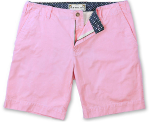 Men's twill short in pink - Front view laydown