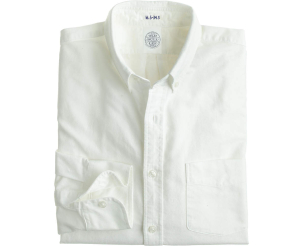 Men's White Button Down Collar Oxford Cloth Shirt - Laydown