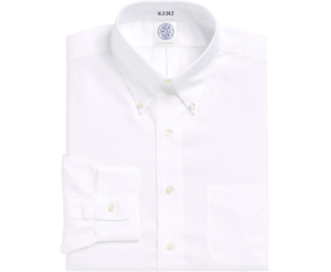 Laydown Photograph - Front View - Mens White Pin Point Button Down Shirt