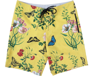 Yellow Men's Boardshort with Floral Pattern