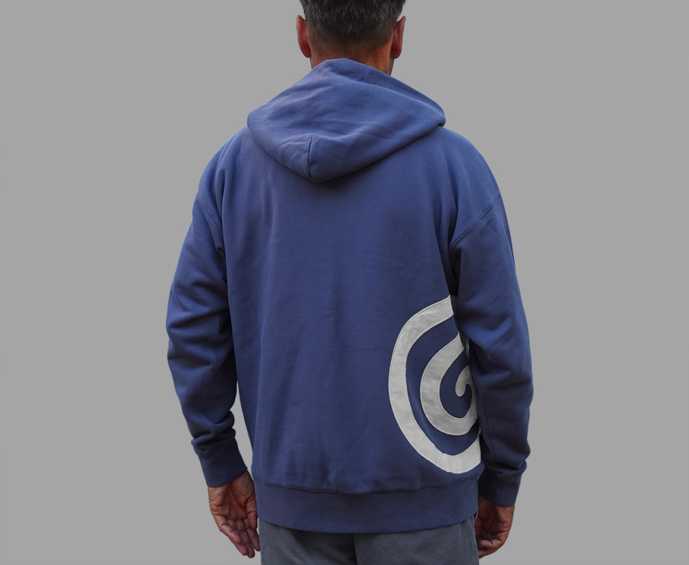 Product Lifestyle - Back View - Navy Blue Cotton Hooded Sweatshirt