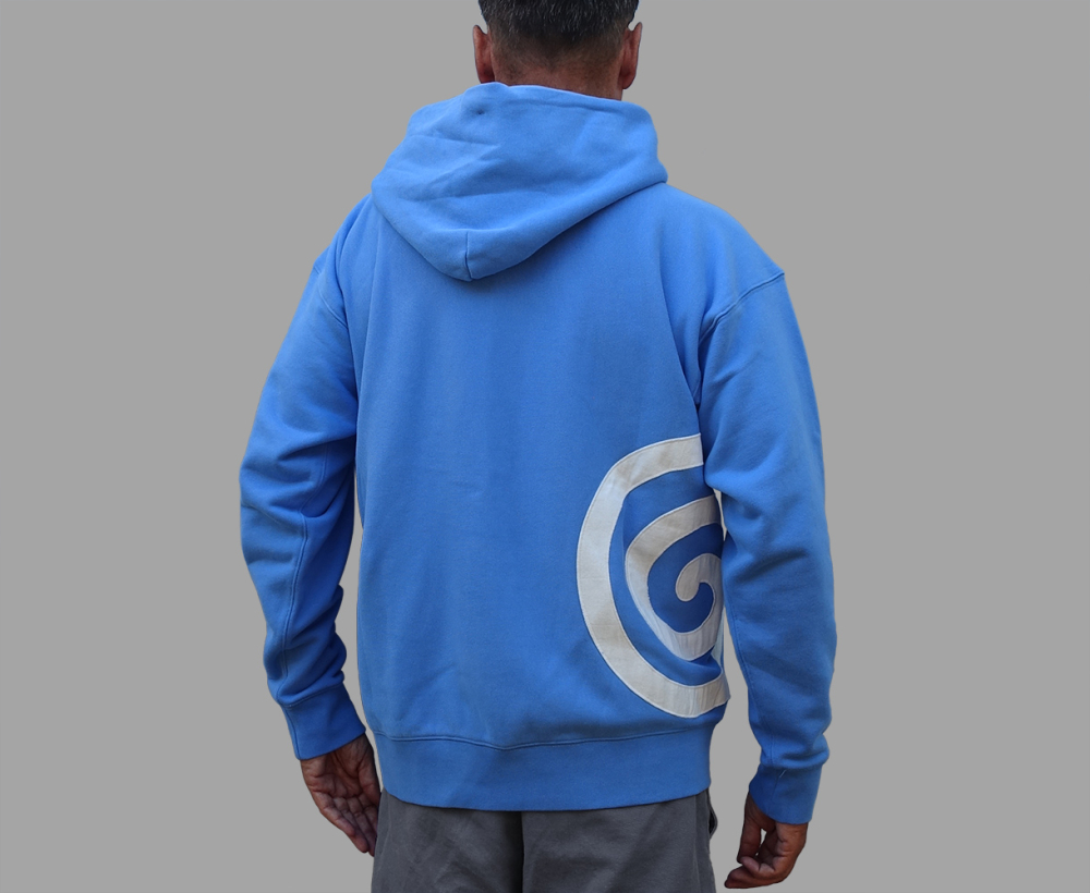 Product Lifestyle - Back View - Light Blue Cotton Hooded Sweatshirt