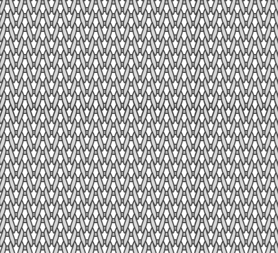 Grayscale diagram illustrating yarn loops in interlocking knit fabric